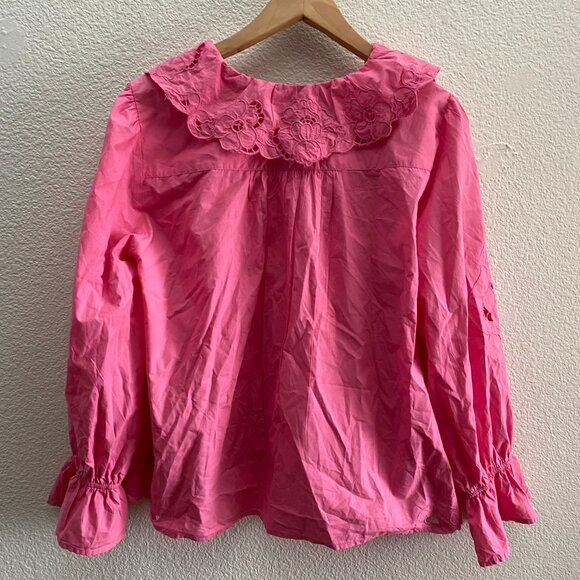 Free People Maisie Cutwork Top Peasant Boho Hippie XL Pink OB1666078 Embroidered - Picture 3 of 5
